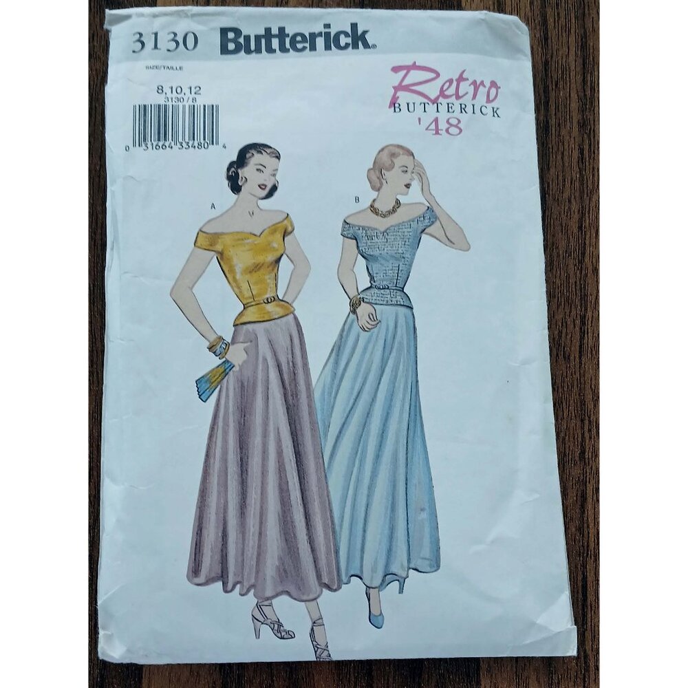 Butterick 3130 Retro 1940s Off the Shoulder Top and Flared Skirt Pattern cut